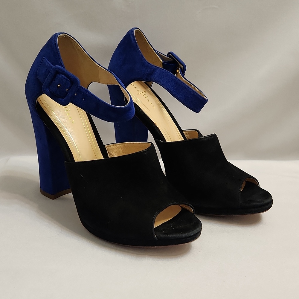 Cole Haan Chelsea Colorblock Suede Open Toe Blocked Heels (W Size 7)